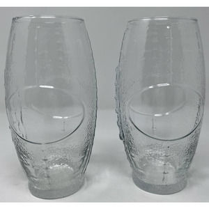 Football Shaped Textured‎ Glass 6 3/4" Tall x 2 1/2" Wide Set of 2